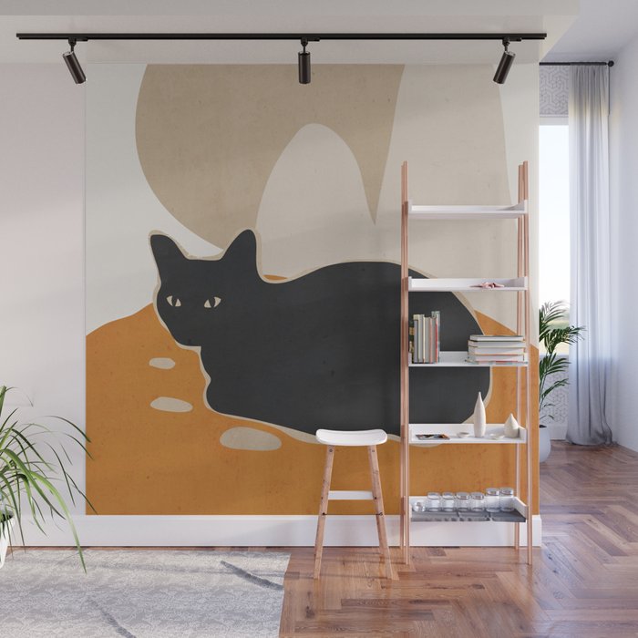 Minimal Abstract Art Cat 3 Wall Mural Gallery Image 1