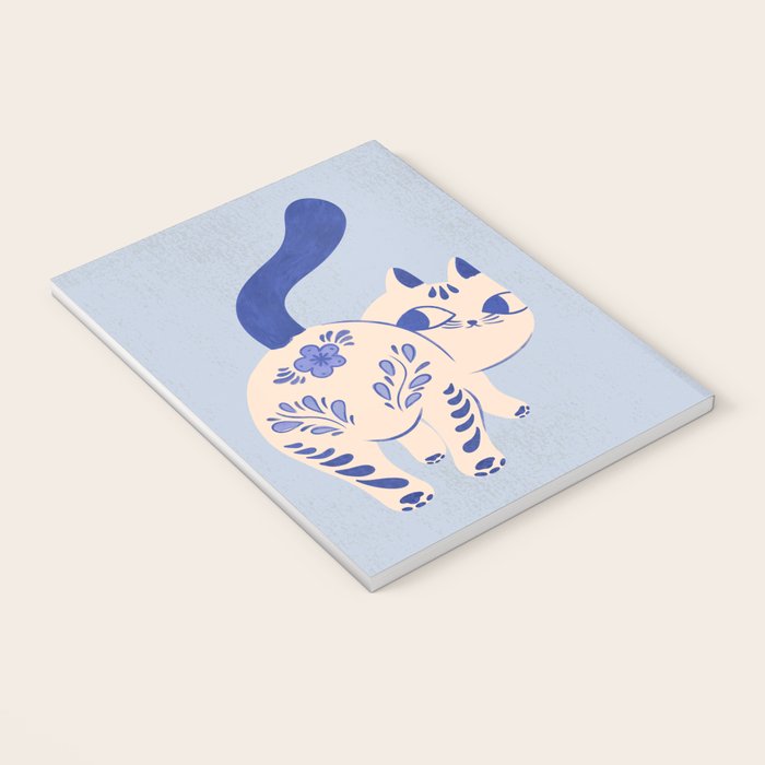 Purrcelin Cat - Pretty Delft Porcelain Kitty Notebook Gallery Image 3