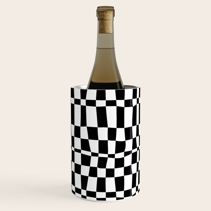 Retro black and white chackered pattern  Wine Chiller Gallery Image 2