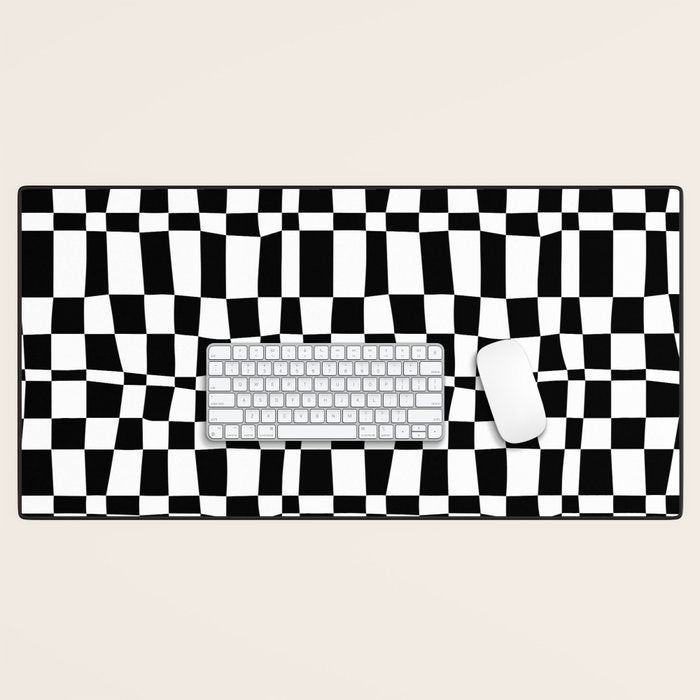 Retro black and white chackered pattern  Desk Mat Gallery Image 1