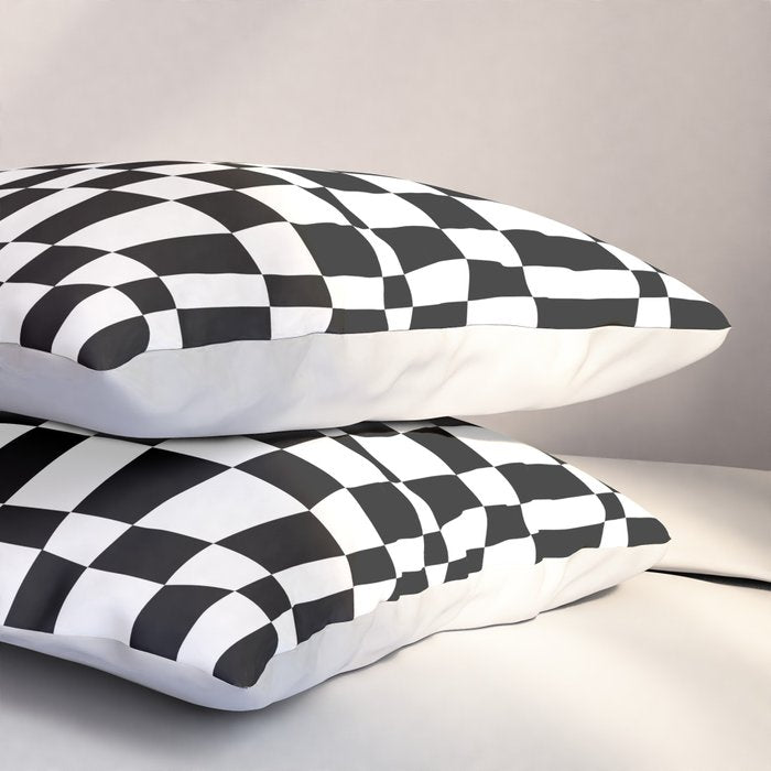 Retro black and white chackered pattern  Pillow Sham Gallery Image 3