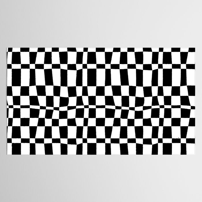 Retro black and white chackered pattern  Tablecloth Gallery Image 2