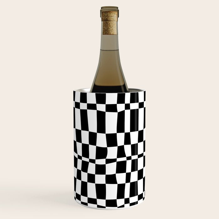 Retro black and white chackered pattern  Wine Chiller Gallery Image 3