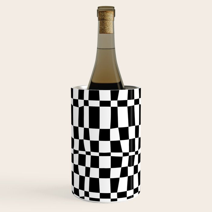 Retro black and white chackered pattern  Wine Chiller Gallery Image 1