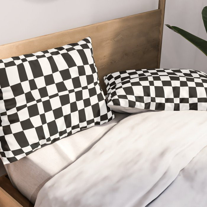Retro black and white chackered pattern  Pillow Sham Gallery Image 2