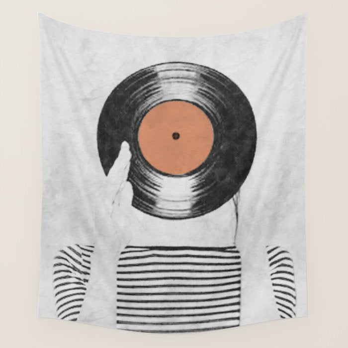 Vinyl record head ... Wall Tapestry Gallery Image 1