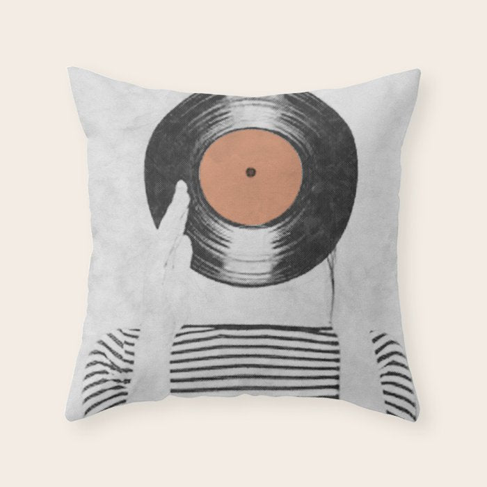Vinyl record head ... Throw Pillow Gallery Image 1
