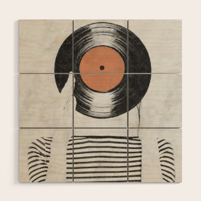 Vinyl record head ... Wood Wall Art Gallery Image 1