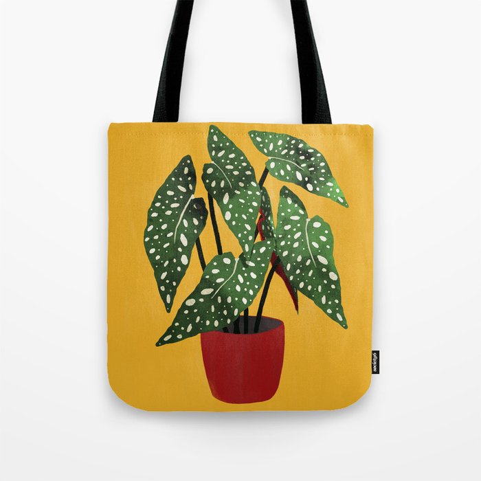 Begonia maculata pot watercolor Tote Bag Gallery Image 1