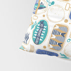 Vintage canned sardines // white background peacock teal and electric blue cans  Pillow Sham Gallery Image 4