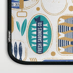 Vintage canned sardines // white background peacock teal and electric blue cans  Laptop Sleeve Gallery Image 3