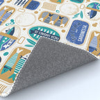 Vintage canned sardines // white background peacock teal and electric blue cans  Rug Gallery Image 4