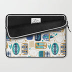 Vintage canned sardines // white background peacock teal and electric blue cans  Laptop Sleeve Gallery Image 2