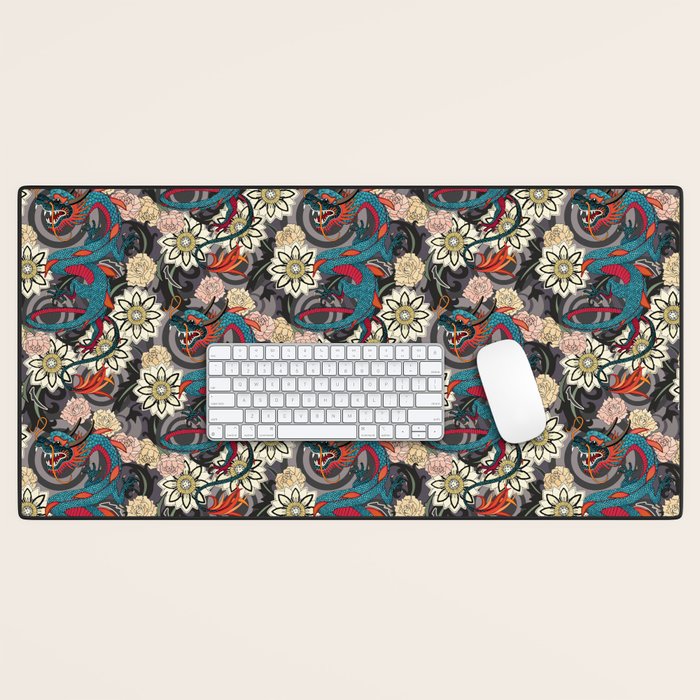 dragon tattoo dark Desk Mat Gallery Image 1