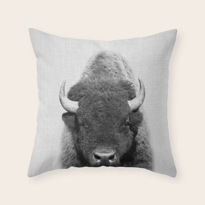 Buffalo - Black & White Throw Pillow Gallery Image 6