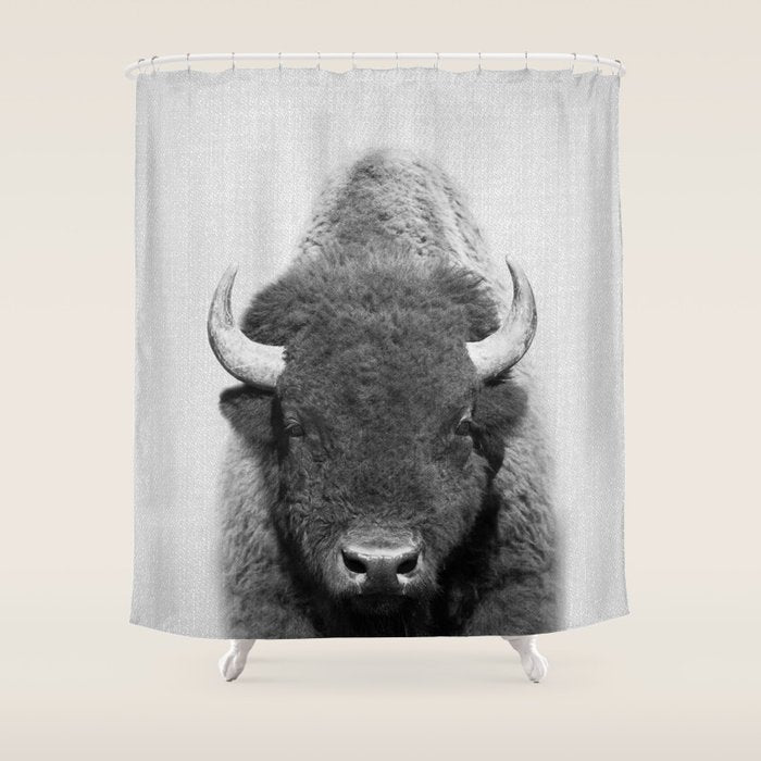 Buffalo - Black & White Shower Curtain Gallery Image 1