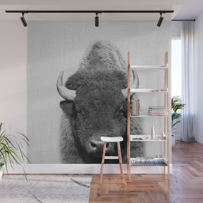 Buffalo - Black & White Wall Mural Gallery Image 1
