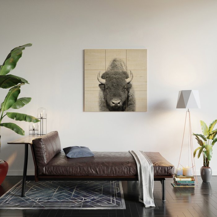 Buffalo - Black & White Wood Wall Art Gallery Image 2