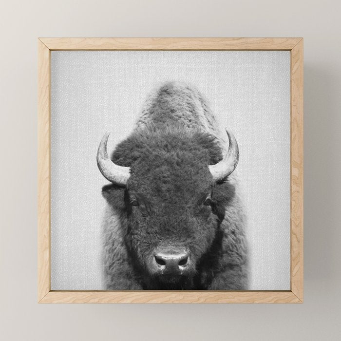 Buffalo - Black & White Mini Art Print Gallery Image 1