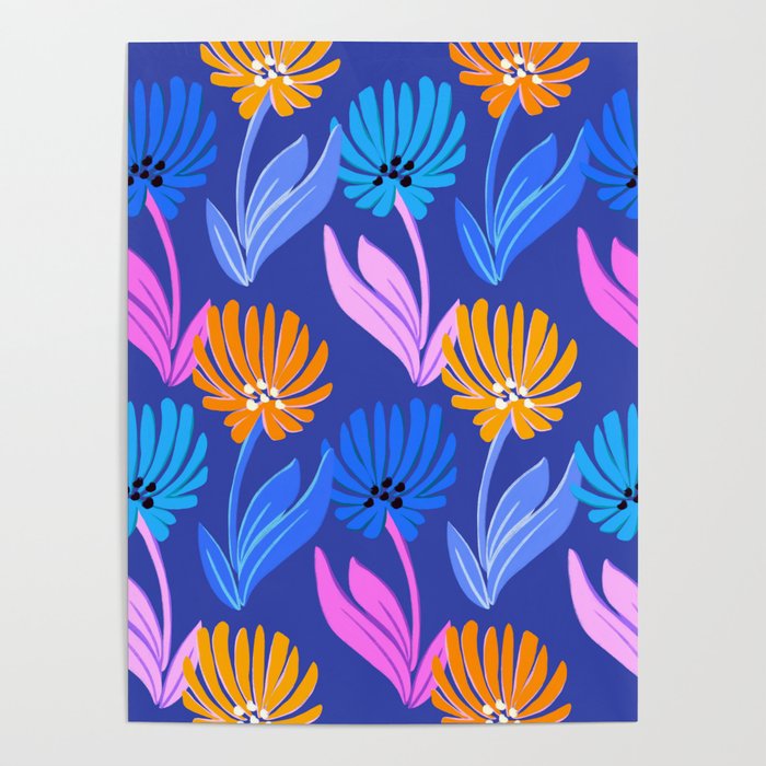 Rainbow Wildflower Floral Pattern Poster Gallery Image 1