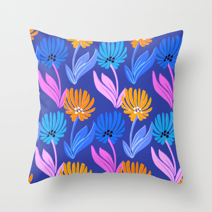 Rainbow Wildflower Floral Pattern Throw Pillow Gallery Image 1
