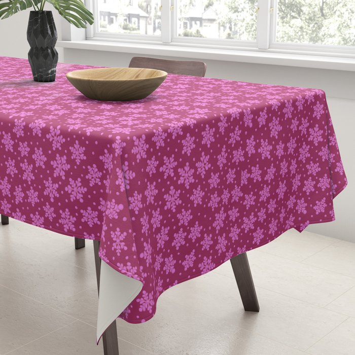 Pretty in Pink Winter Snowflakes Tablecloth Gallery Image 3