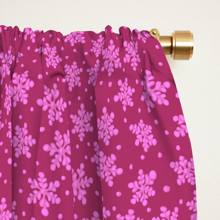 Pretty in Pink Winter Snowflakes Window Curtain Gallery Image 2