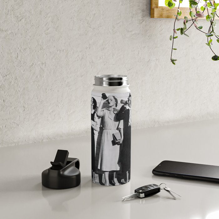 Women Beer Drinkers, Black and White Vintage Art Water Bottle Gallery Image 4