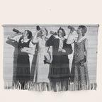 Women Beer Drinkers, Black and White Vintage Art Wall Hanging Gallery Image 1