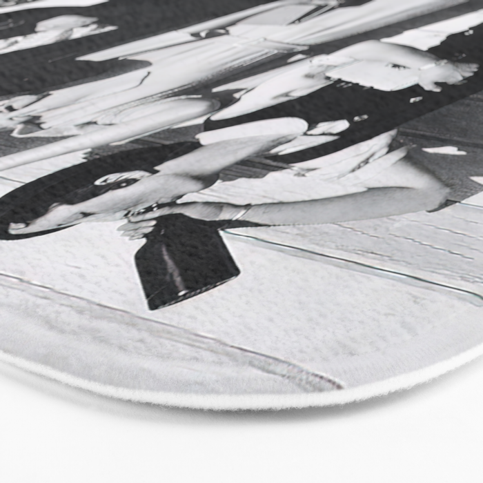 Women Beer Drinkers, Black and White Vintage Art Bath Mat Gallery Image 3