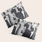 Women Beer Drinkers, Black and White Vintage Art Pillow Sham Gallery Image 3