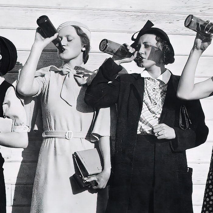 Women Beer Drinkers, Black and White Vintage Art Coffee Mug Gallery Image 2