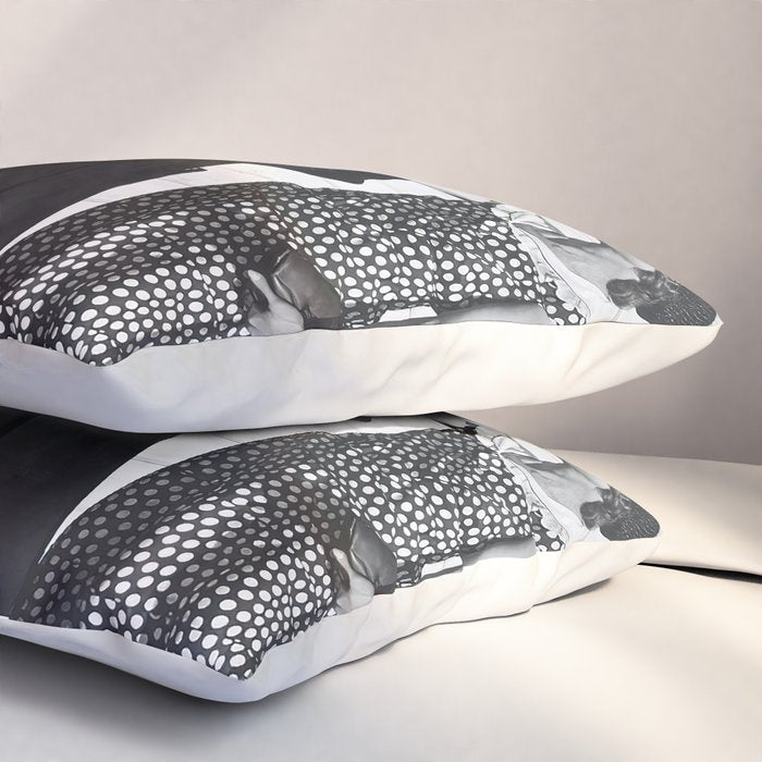 Women Beer Drinkers, Black and White Vintage Art Pillow Sham Gallery Image 3