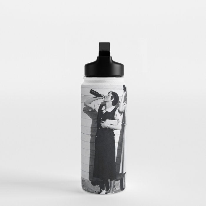 Women Beer Drinkers, Black and White Vintage Art Water Bottle Gallery Image 3