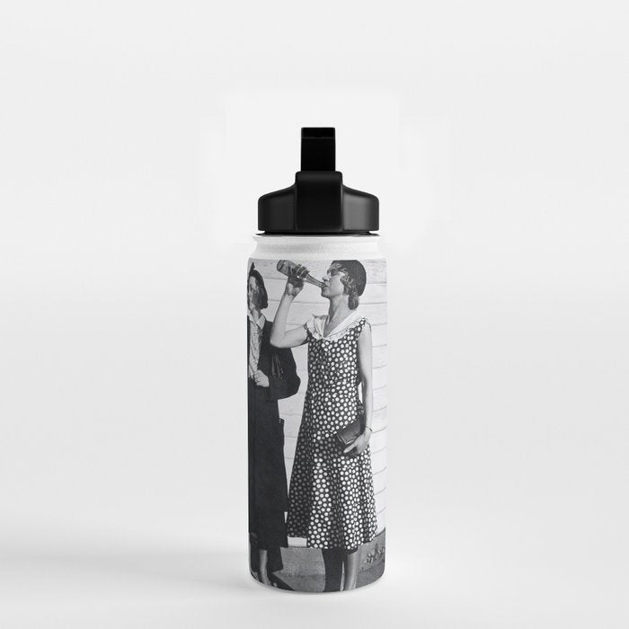 Women Beer Drinkers, Black and White Vintage Art Water Bottle Gallery Image 2