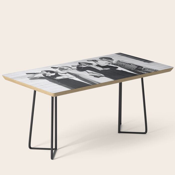 Women Beer Drinkers, Black and White Vintage Art Coffee Table Gallery Image 1