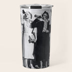Women Beer Drinkers, Black and White Vintage Art Travel Mug Gallery Image 1