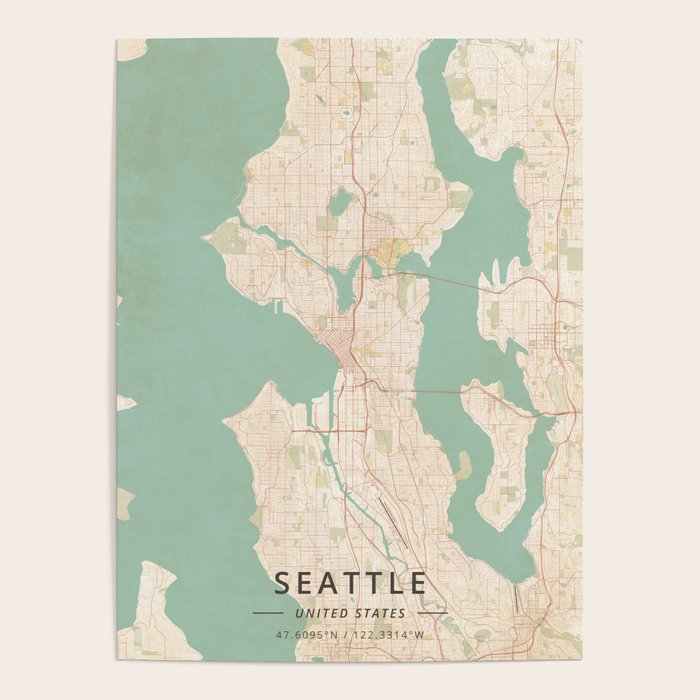 Seattle, United States - Vintage Map Poster Gallery Image 4