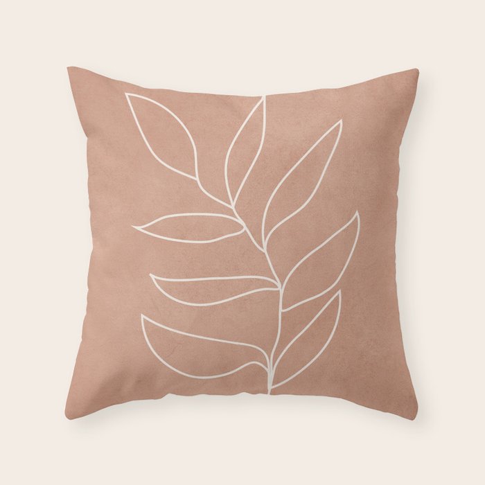 Engraved Leaf Line Throw Pillow Gallery Image 6