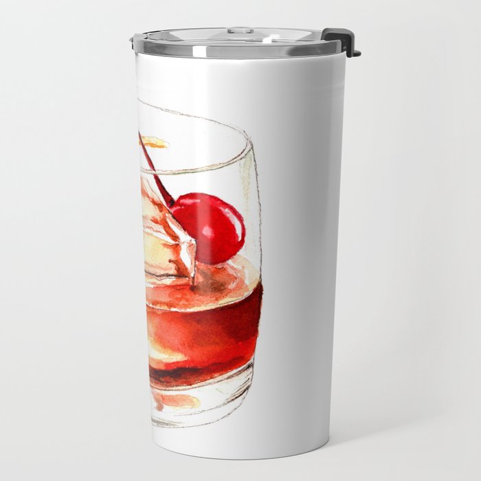 Cocktails. Old Fashioned. Watercolor Painting. Travel Mug Gallery Image 2