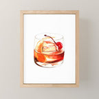 Cocktails. Old Fashioned. Watercolor Painting. Mini Art Print Gallery Image 1