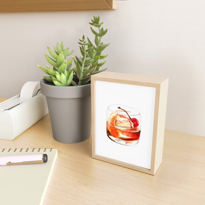 Cocktails. Old Fashioned. Watercolor Painting. Mini Art Print Gallery Image 2