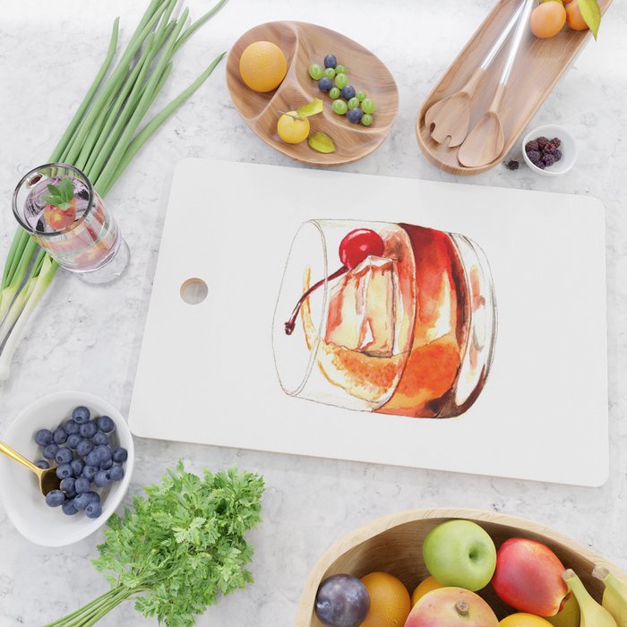 Cocktails. Old Fashioned. Watercolor Painting. Cutting Board Gallery Image 2