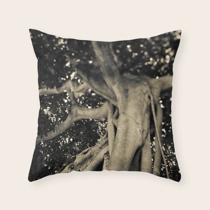 Banyan Tree II - Black and White Throw Pillow Gallery Image 6