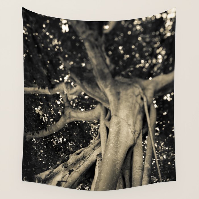 Banyan Tree II - Black and White Wall Tapestry Gallery Image 4