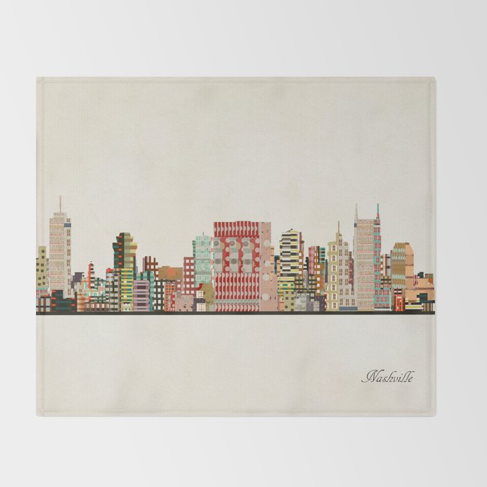 nashville tennessee skyline Throw Blanket Gallery Image 2