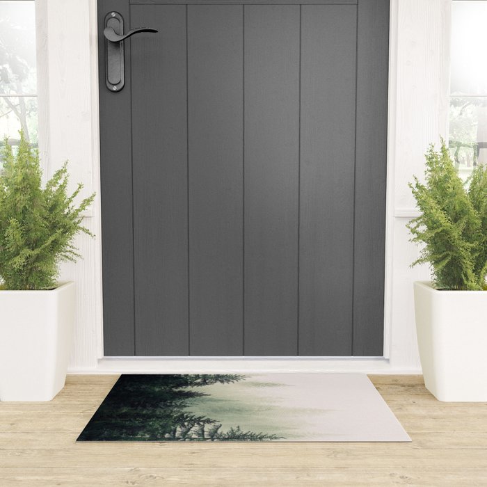 Foggy Pine Trees Welcome Mat Gallery Image 3