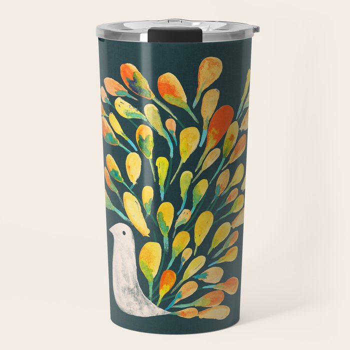 Watercolor Peacock Travel Mug Gallery Image 1