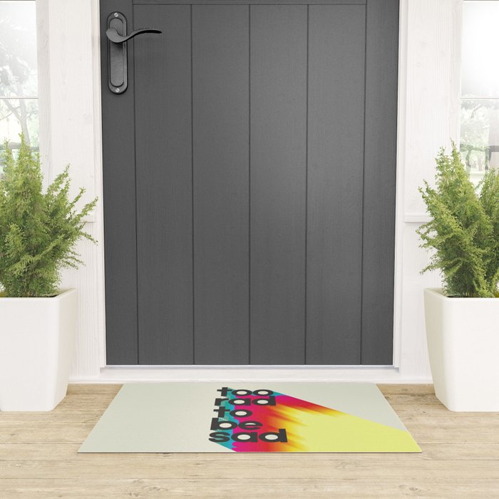 Too Rad To Be Sad - neon rainbow Welcome Mat Gallery Image 3