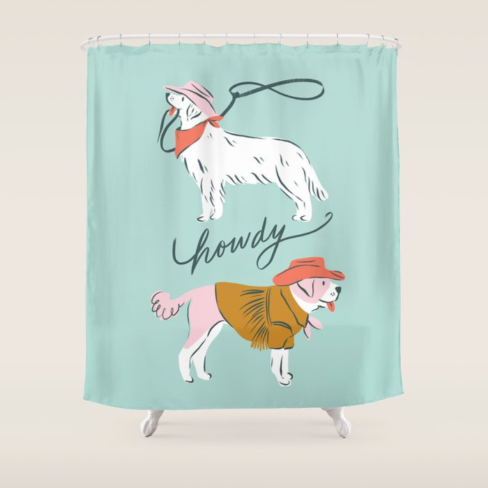 Howdy Western Cowboy Dogs Shower Curtain Gallery Image 1